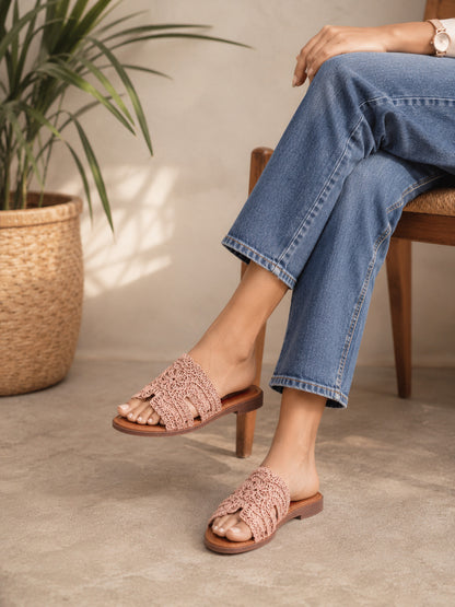 Pink Crochet Ease Comfort Flats