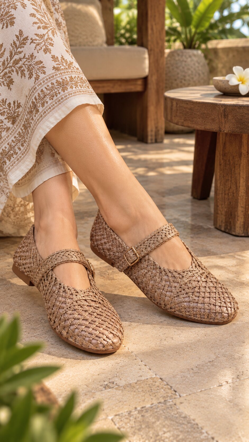 Rose Gold Muse Woven Mules