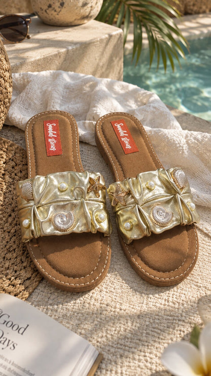 Golden Noor Embellished Comfort Flats