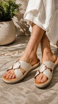Cream Cross Comfort Slides