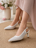 Ivory Grace Woven Slingback Heels