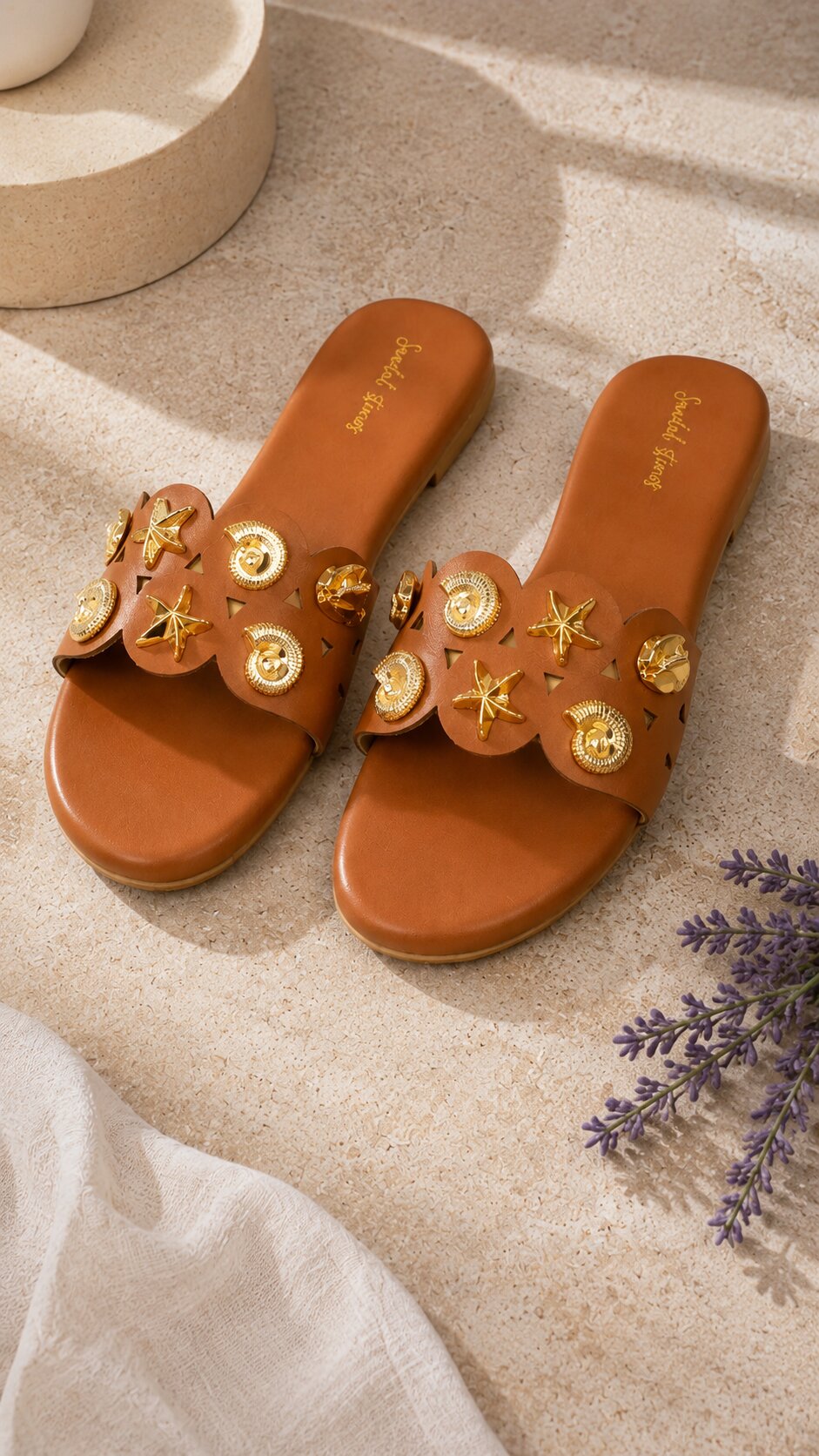 Starfish & Shell Luxe Flats - Tan
