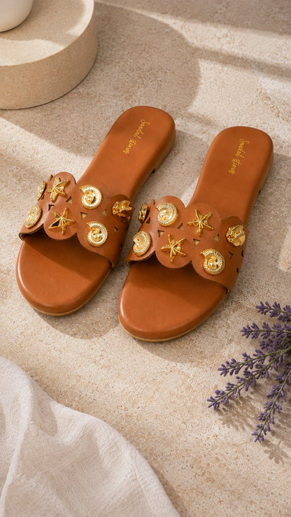 Starfish & Shell Luxe Flats - Tan