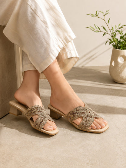 Grey Crochet Muse Block Heel