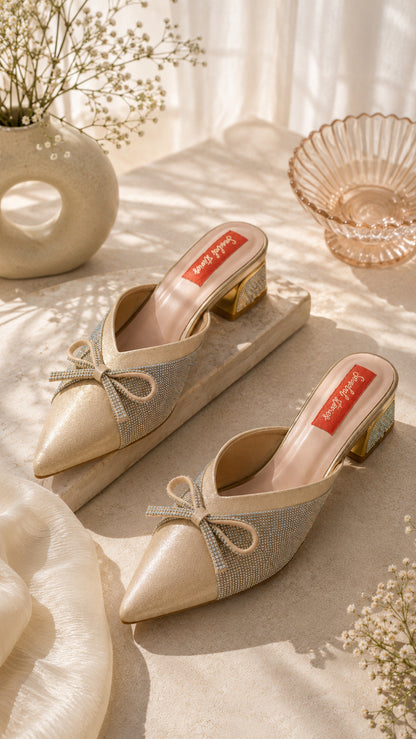 Sparkle Bow Luxe Mules