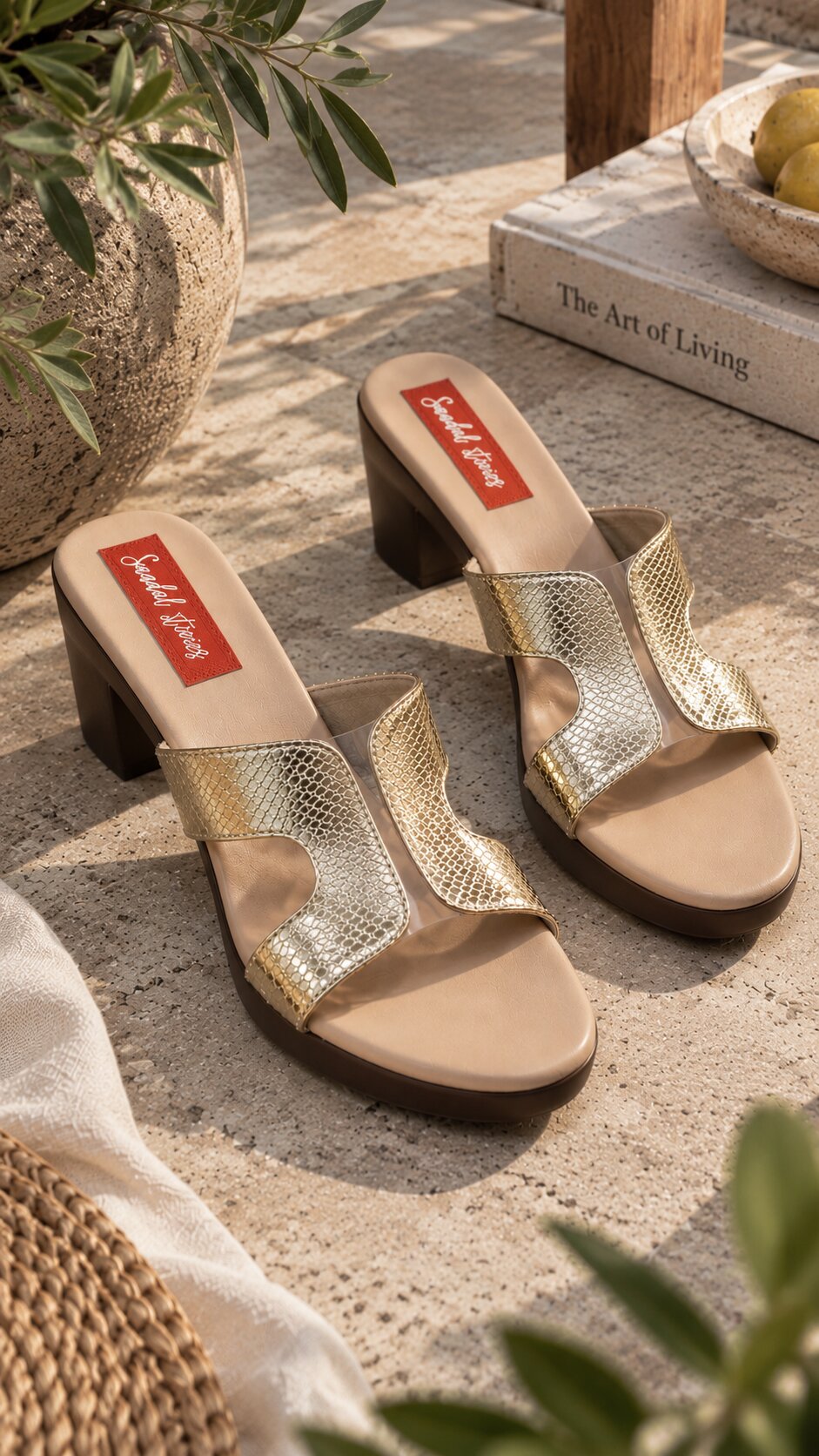 Golden Mirage Block Heels | 2.5 Inches