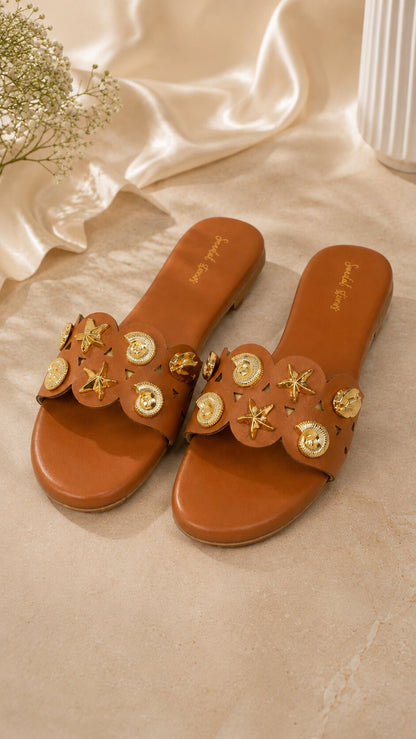 Starfish & Shell Luxe Flats - Tan