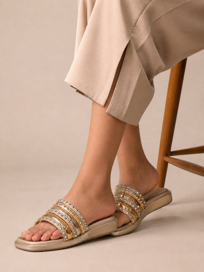 LuxeStride Gold Radiance 1-Inch Wedges
