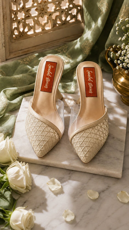Nude Grace Textured Block Heels