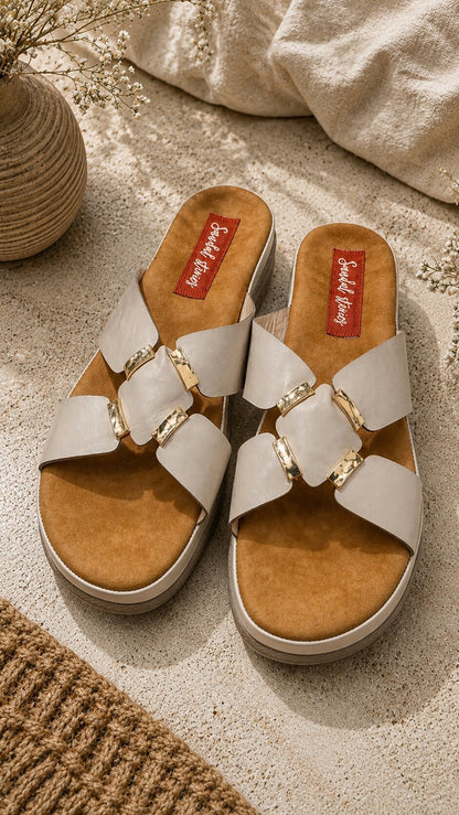 Cream Cross Comfort Slides