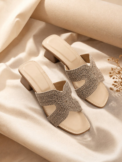Grey Crochet Muse Block Heel
