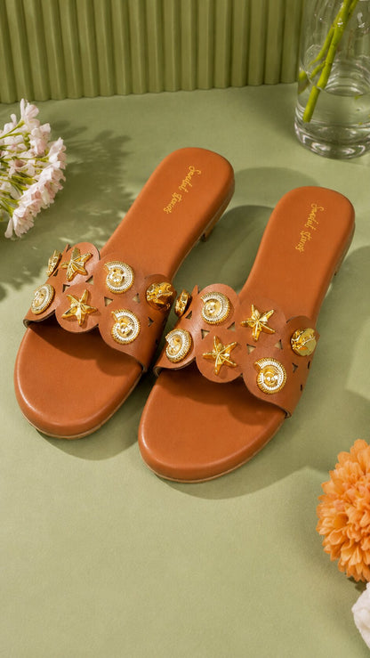 Starfish & Shell Luxe Flats - Tan
