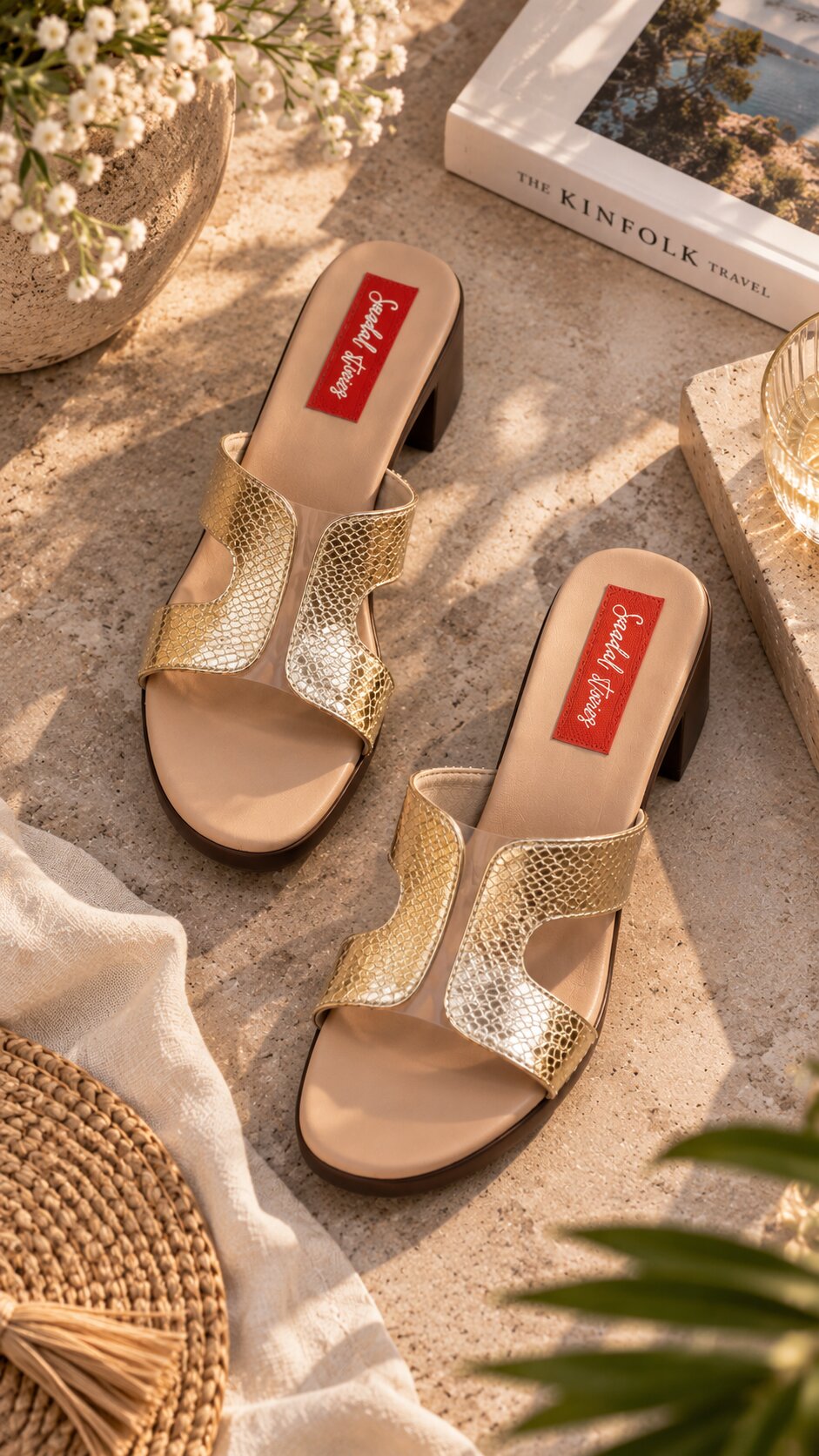 Golden Mirage Block Heels | 2.5 Inches