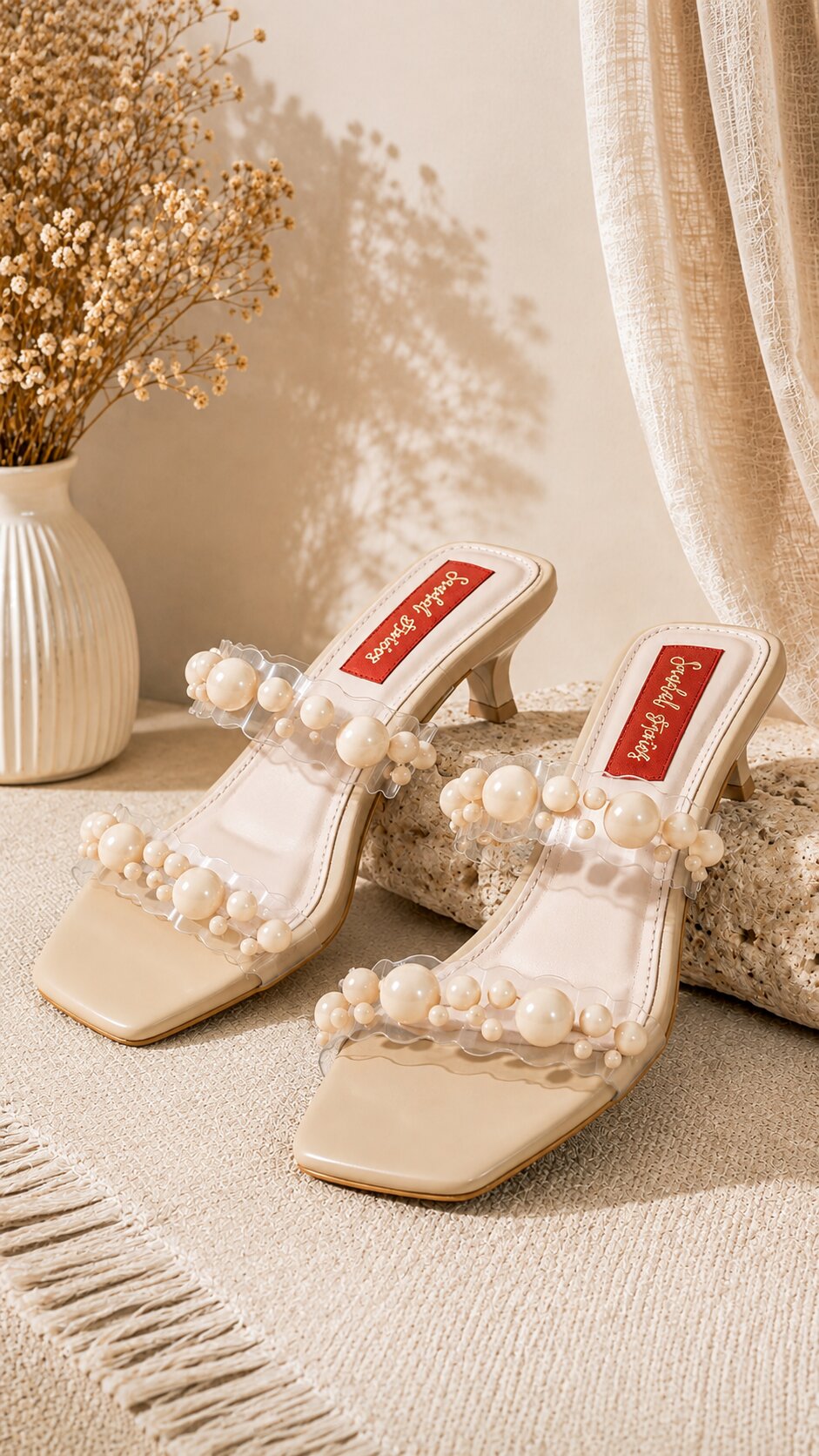 Pearl Clear Heel - Beige | 1.5 Inches