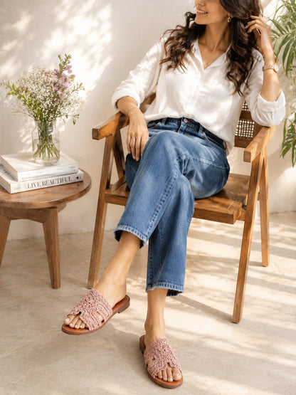 Pink Crochet Ease Comfort Flats
