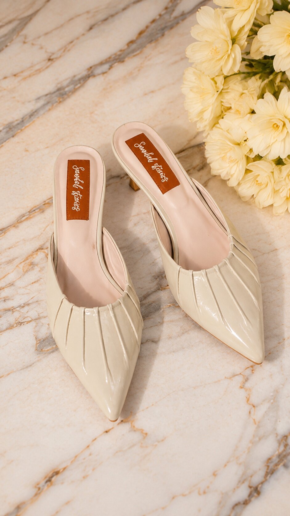 Ivory Muse Pleated Mules - 1.5 Inches