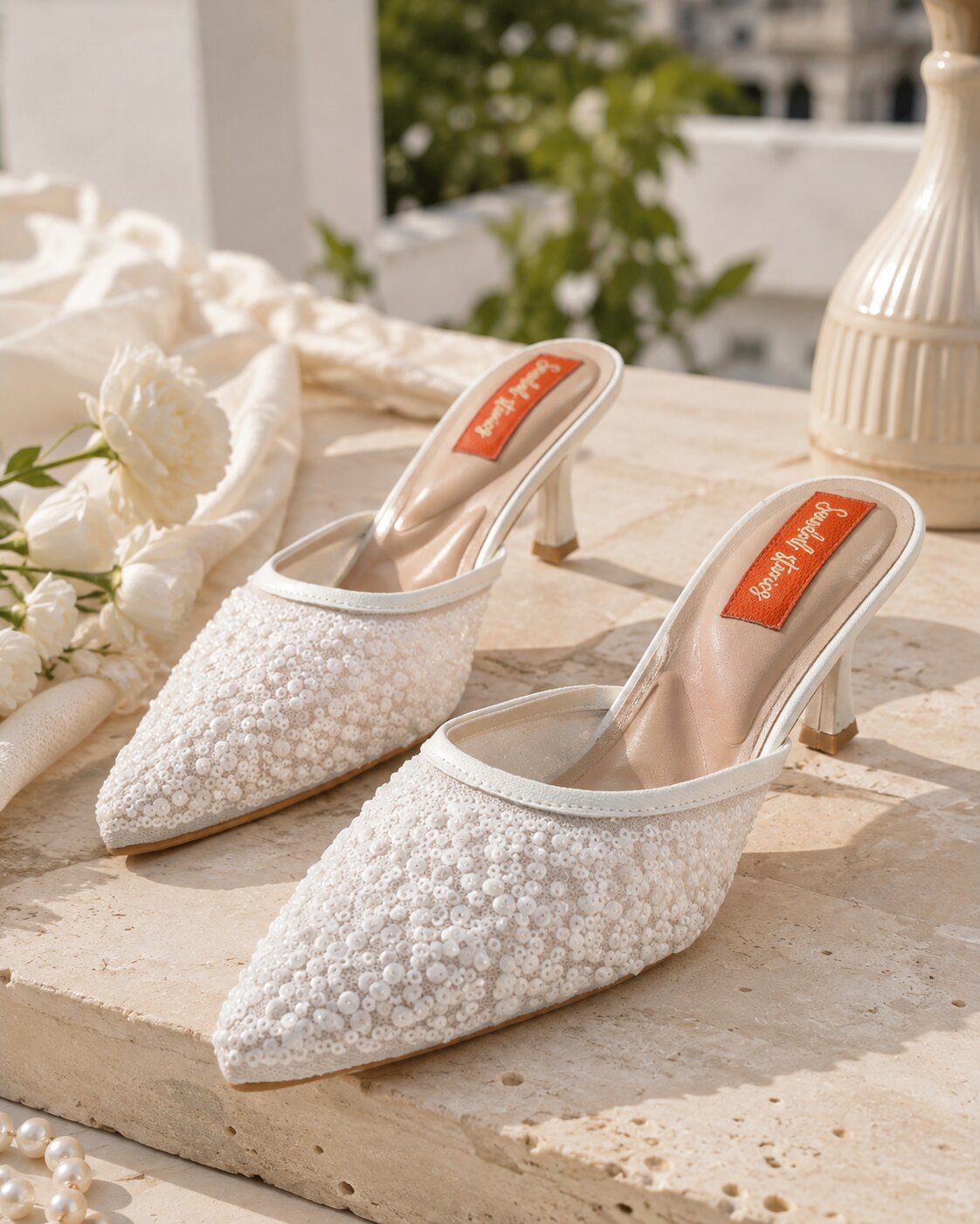 Ivory Sparkle Stiletto Heels