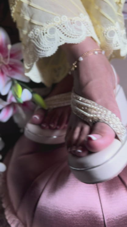 Ivory Pearl Grace Anklet Wedges | 2 Inches