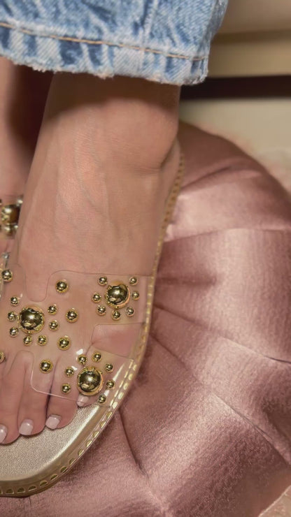 Classy Golden Studded Flats