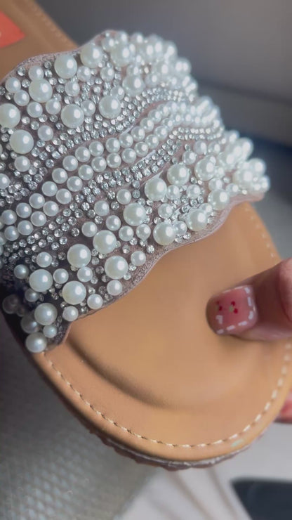 Pearl Wave Embellished Comfort Flats
