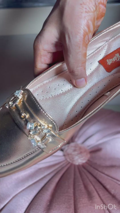 Rose Gold Crystal Loafers