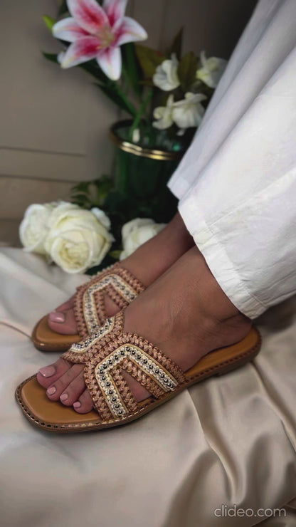 Boho Chic Handwoven Beaded Flat Sandals