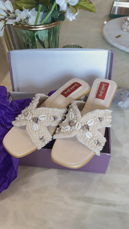 Noor Seashell Embellished Heels