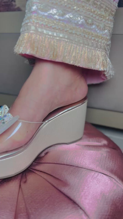 Crystal Bow Embellished Wedges