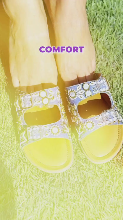 Boho Chic Doctor Sole Embroidered Slider