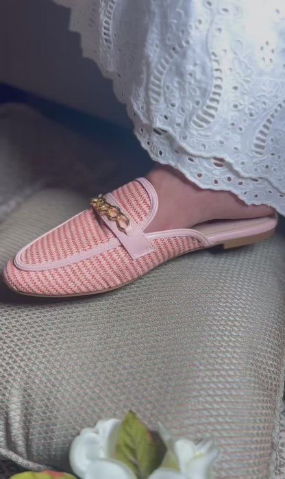 Blush Pink Woven Mules