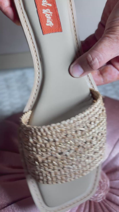 Woven Raffia Slide Flats