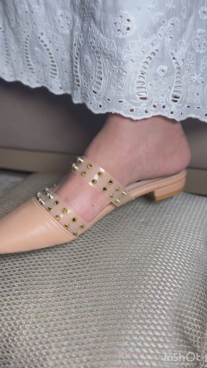 Studded Chic Beige Flats