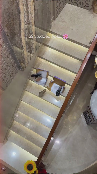 Crystal-Buckle Comfort Mules – Classic Black