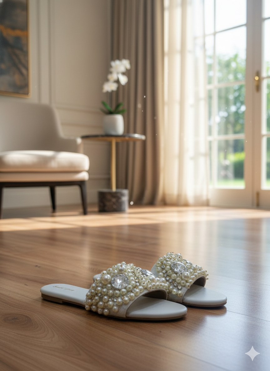 Aura Pearl Prism White Slides