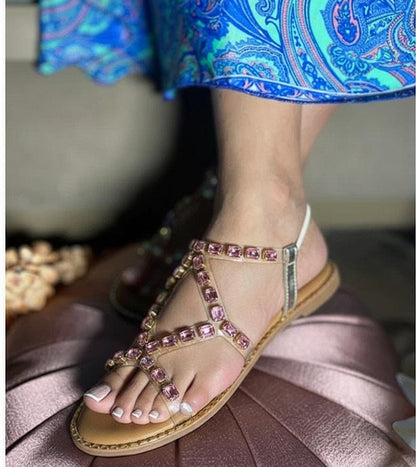Rose Gold Crystal Luxe Flats with Back Elastic