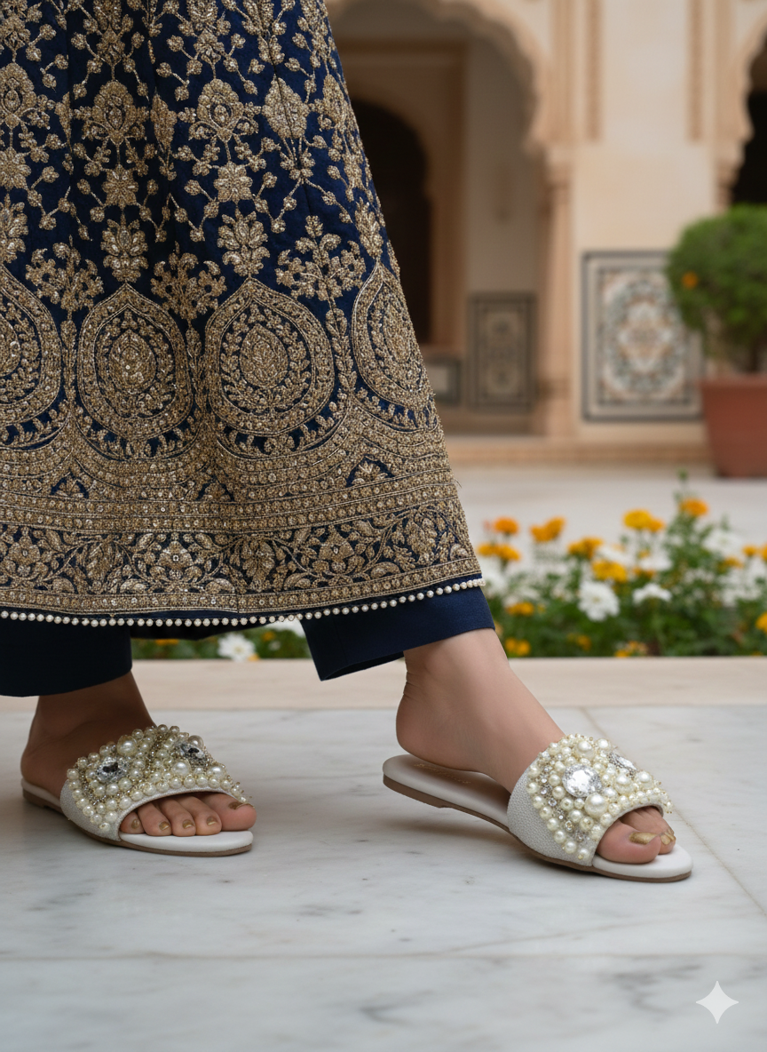 Aura Pearl Prism White Slides