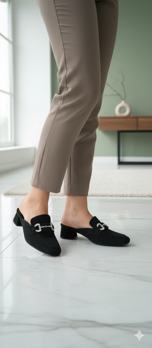 Midnight Crystal Loafer Mules