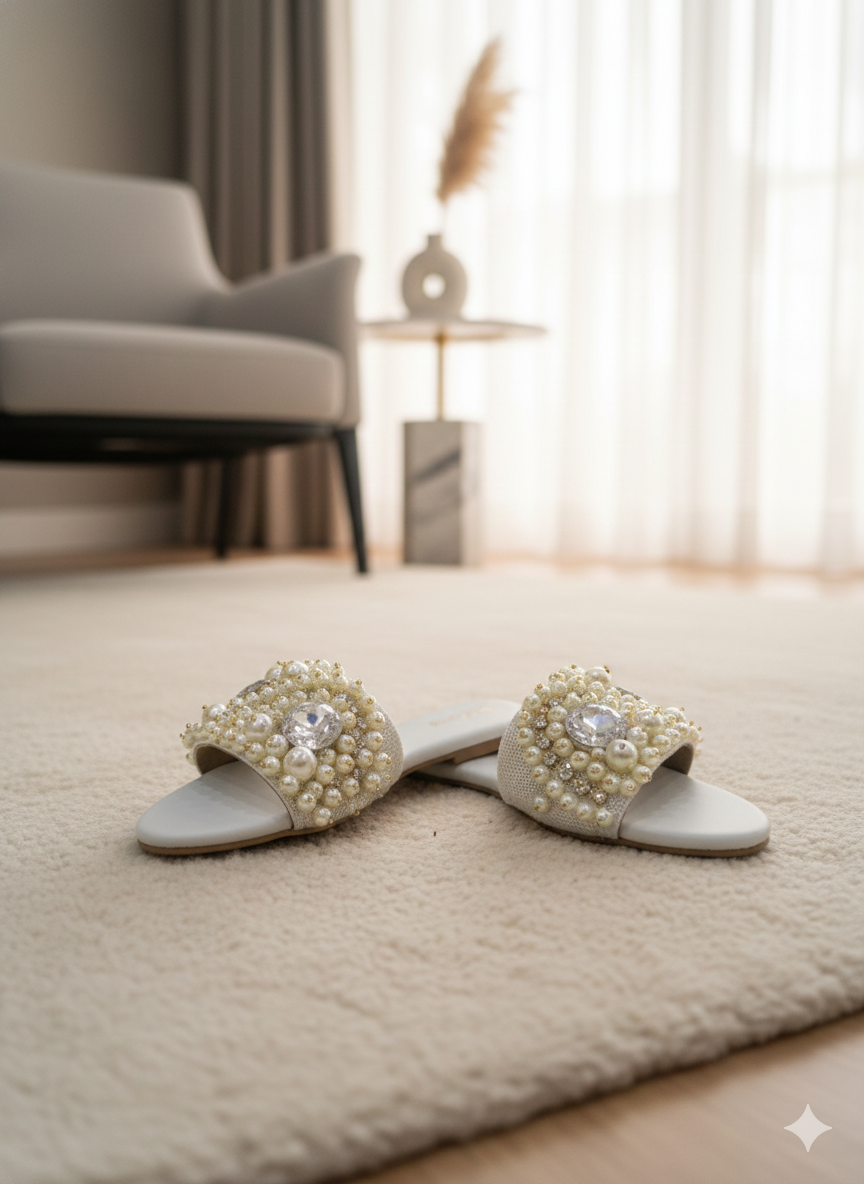 Aura Pearl Prism White Slides